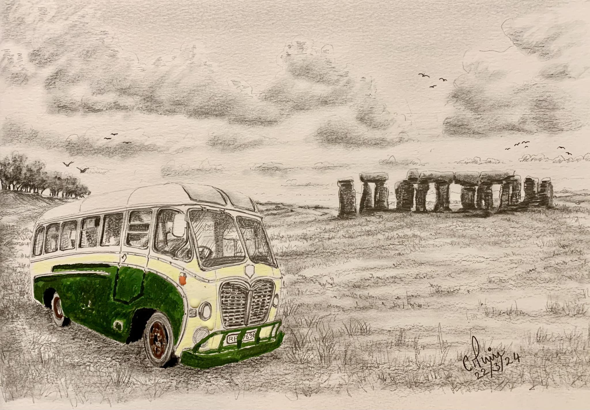 Vega coach at Stonehenge